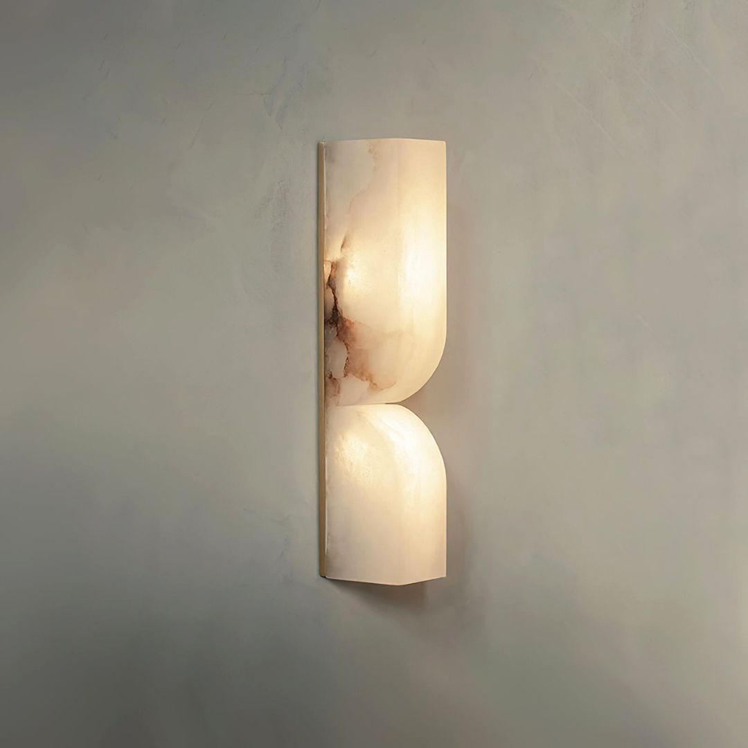 Elegant Alabaster Wall Sconce Lighting with Integrated LED – Modern Geometric Design