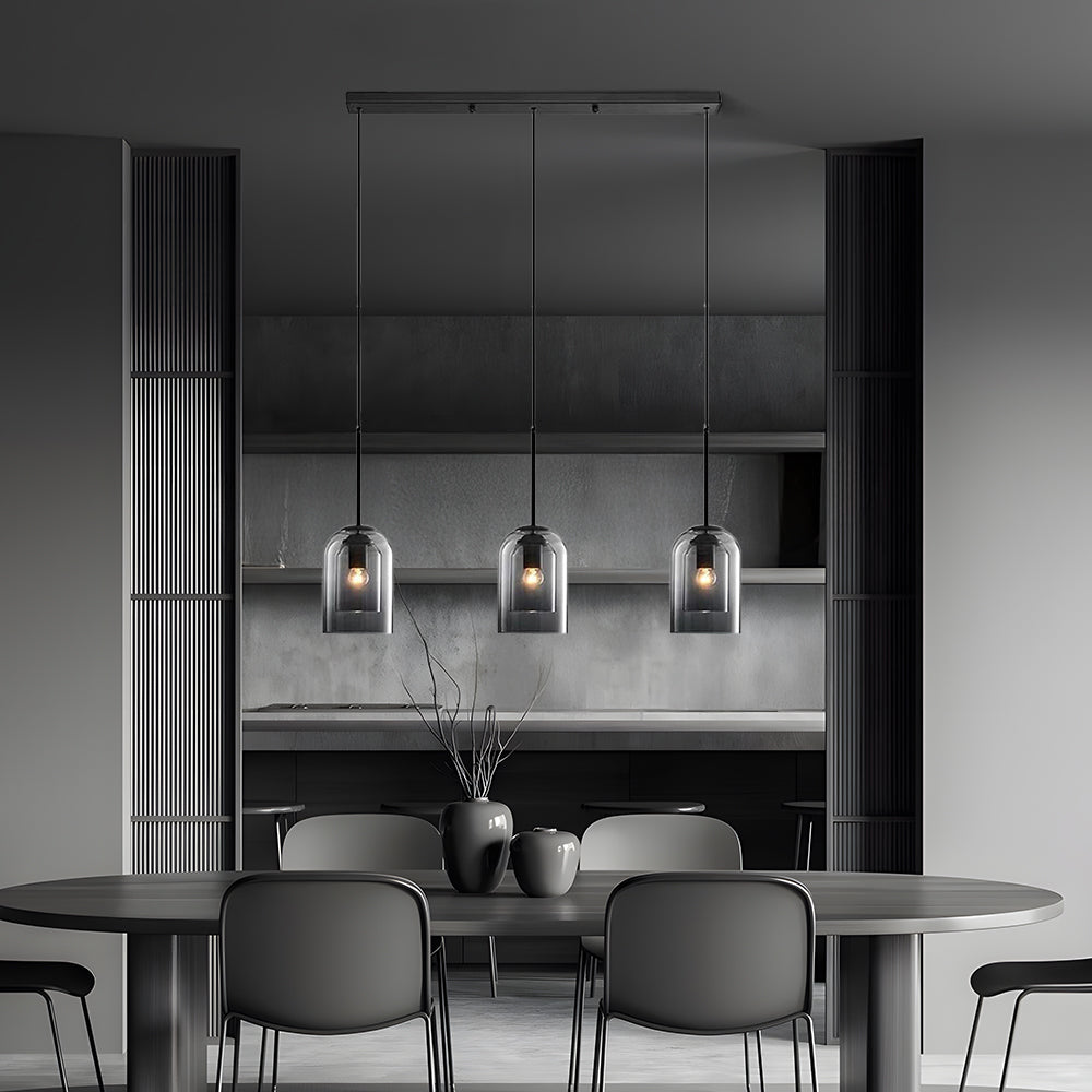 Glass Pendant Light – Modern, Double Layer, Iron & Glass