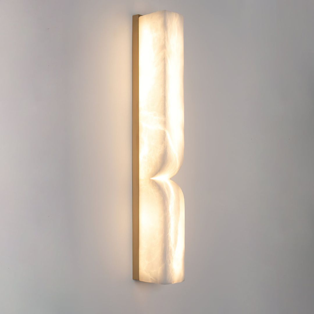 Elegant Alabaster Wall Sconce Lighting with Integrated LED – Modern Geometric Design