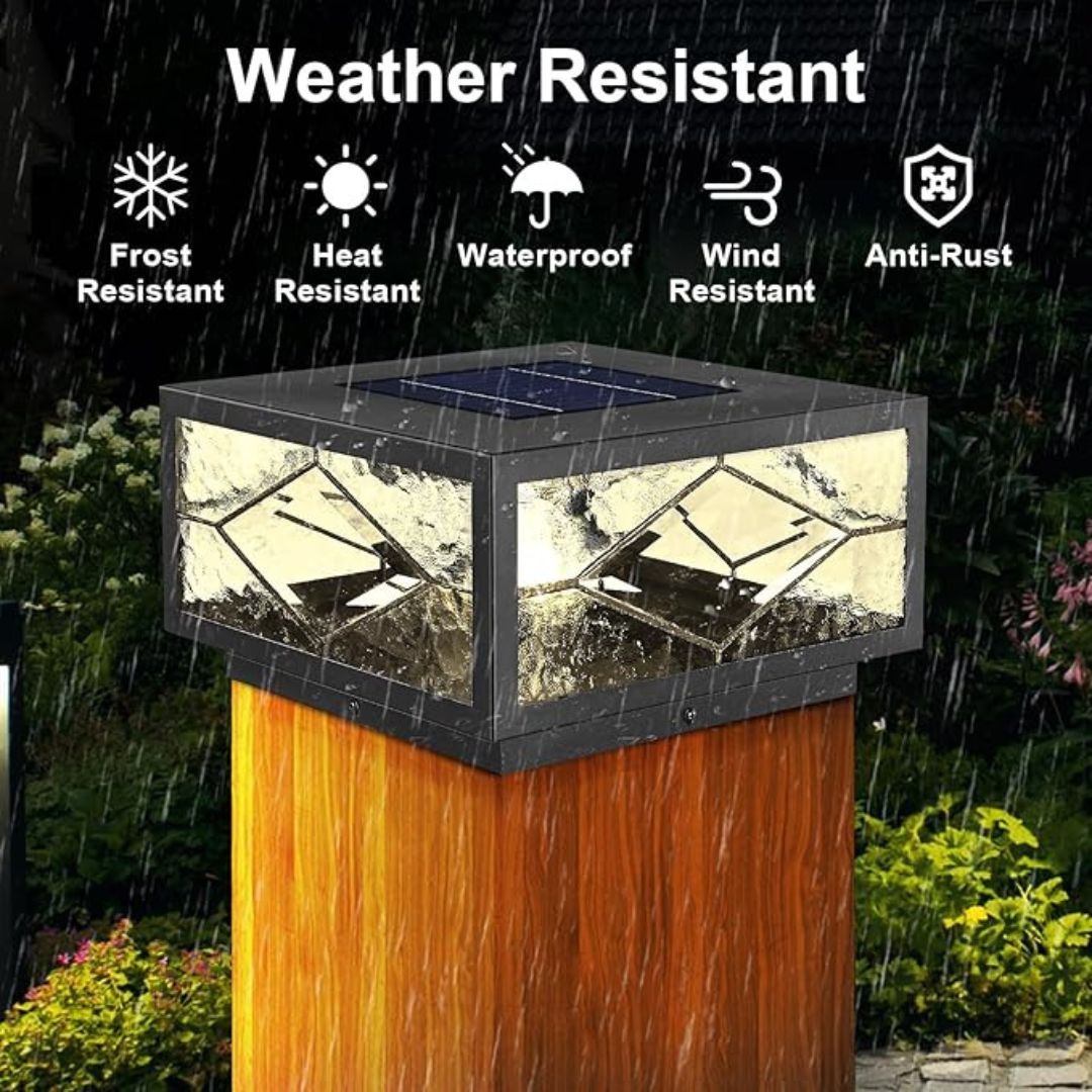 Solar Fence Post Light Solder Glass LED Waterproof with Remote Control