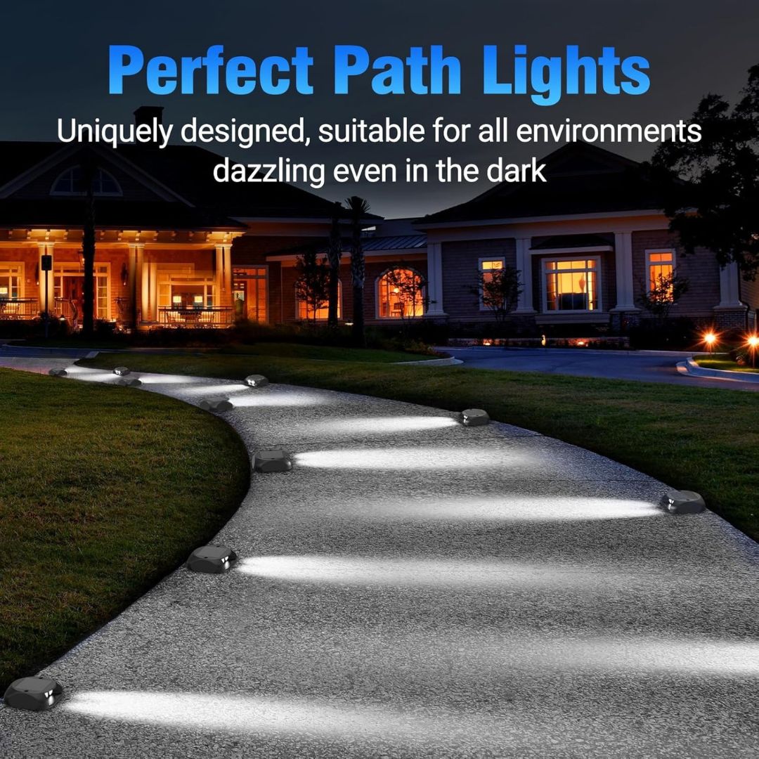Solar Step Lights Outdoor 8 Pack Warm White IP65 Waterproof Pathway
