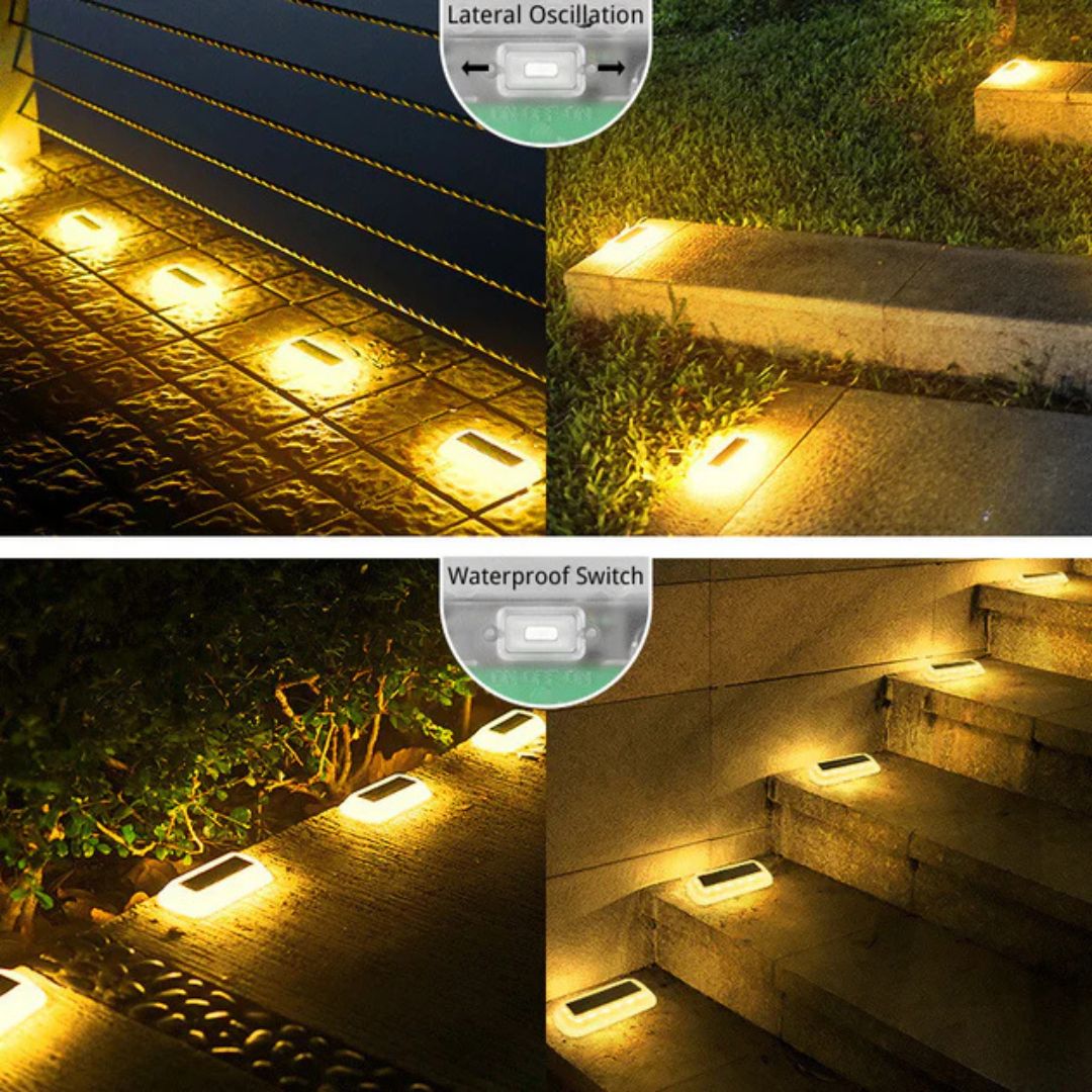 Waterproof Solar Step Lights - 30 LEDs Outdoor Lights for Pathways, 4 Pack