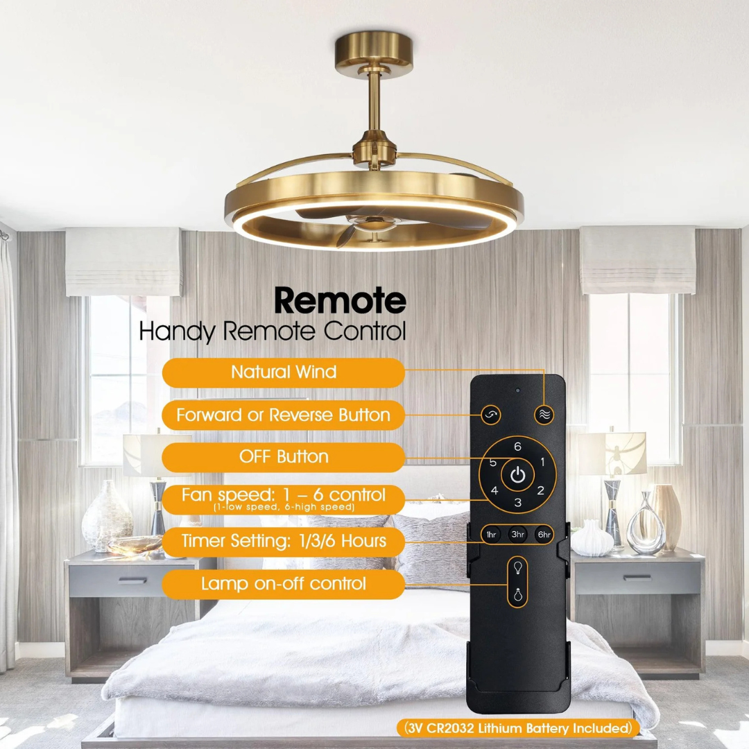 27 Industrial Ceiling Fan with LED Light and Remote Control – Black Blades