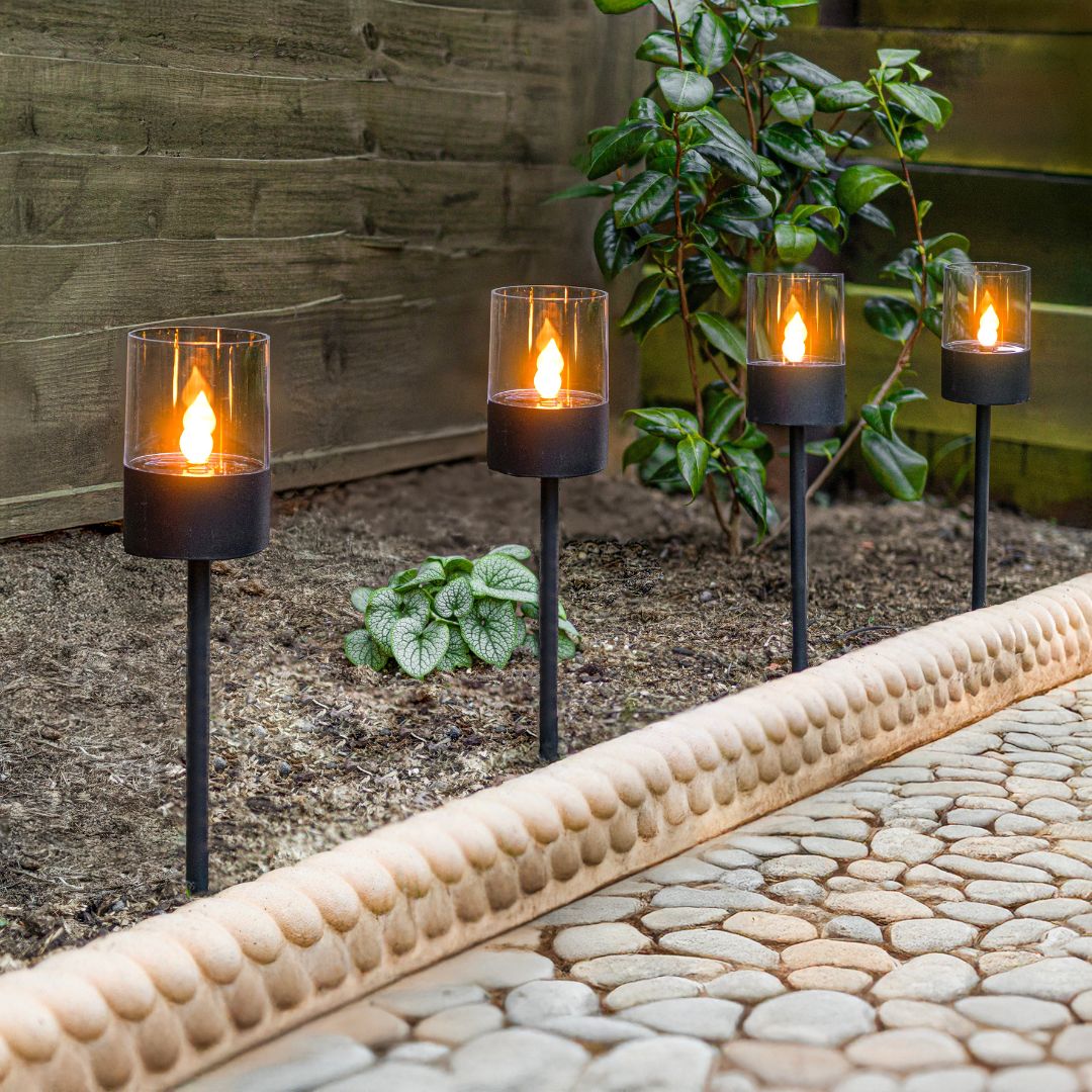Solar Pathway Lights - 40cm Tall LED Outdoor Lanterns, 4PC Set