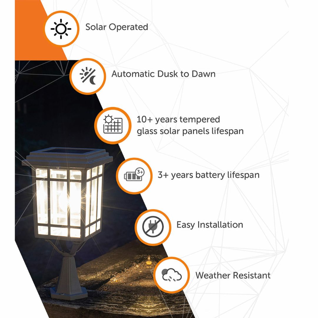 Solar Coach Light Outdoor Fixture – Gray Aluminum, 3 Mounting Options
