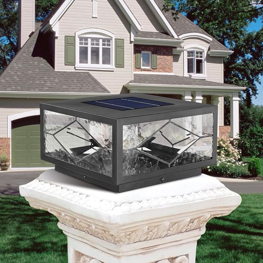 Solar Fence Post Light Solder Glass LED Waterproof with Remote Control