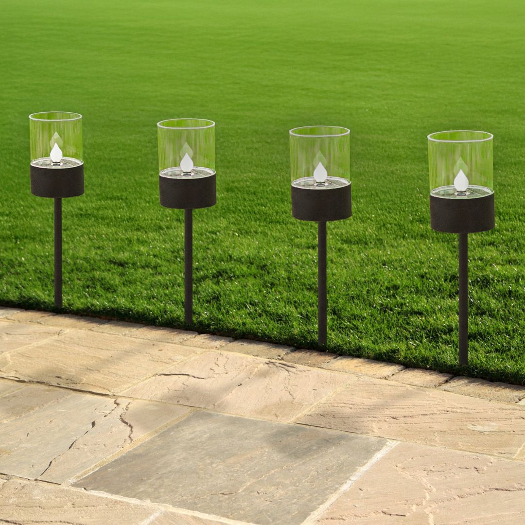 Solar Pathway Lights - 40cm Tall LED Outdoor Lanterns, 4PC Set