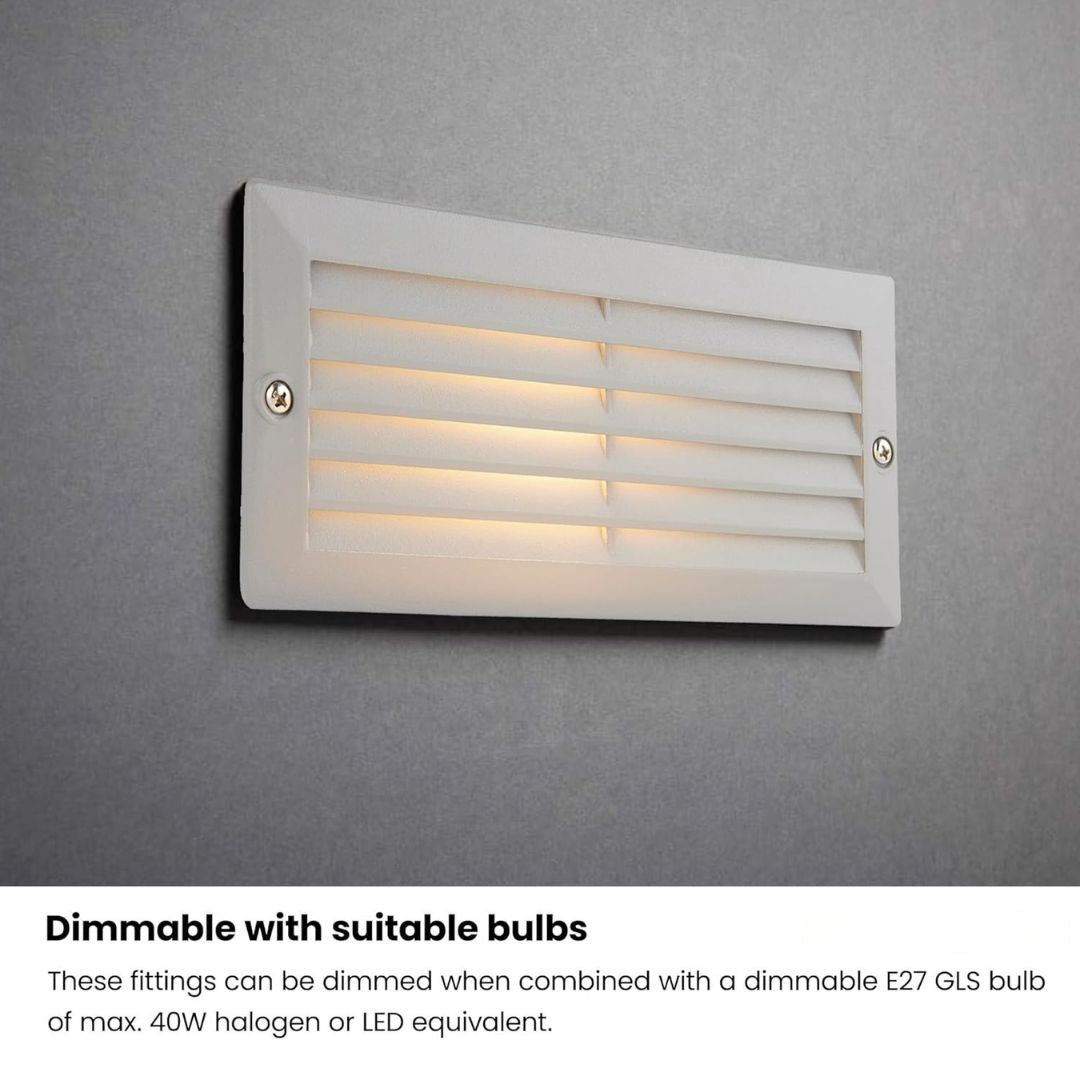 Outdoor Black Brick Light IP44 with Grille and Frosted Glass Panel