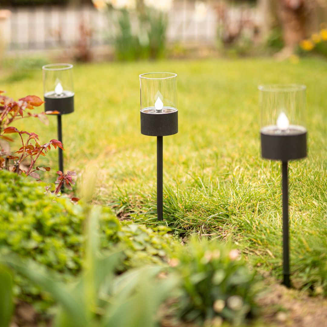 Solar Pathway Lights - 40cm Tall LED Outdoor Lanterns, 4PC Set