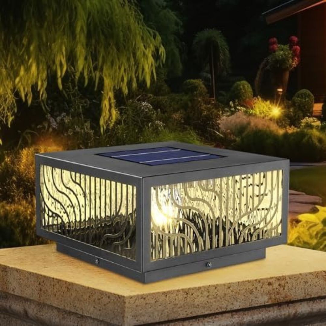 Solar Fence Post Light Solder Glass LED Waterproof with Remote Control