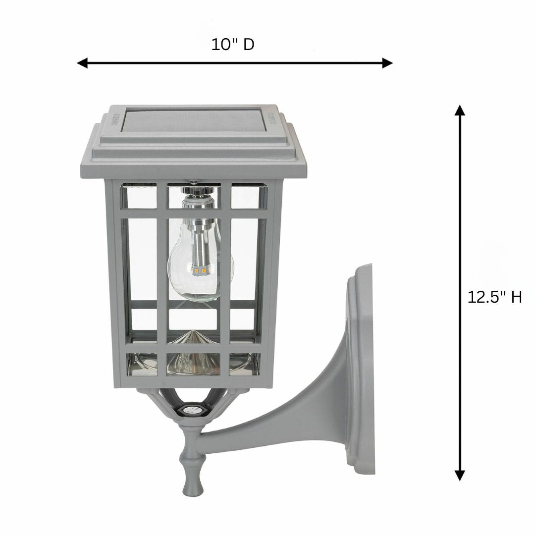 Solar Coach Light Outdoor Fixture – Gray Aluminum, 3 Mounting Options