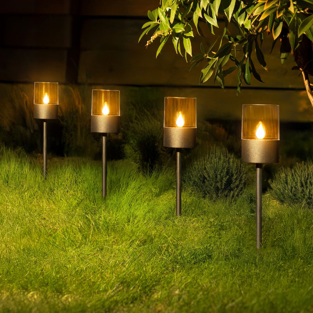 Solar Pathway Lights - 40cm Tall LED Outdoor Lanterns, 4PC Set
