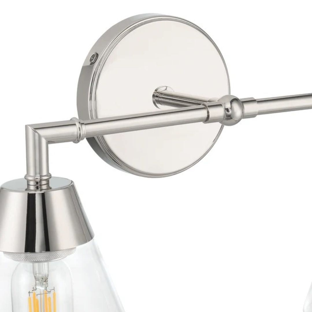 Silver Metal Wall Sconce Lighting with Clear Glass Shade – 27.6in Height