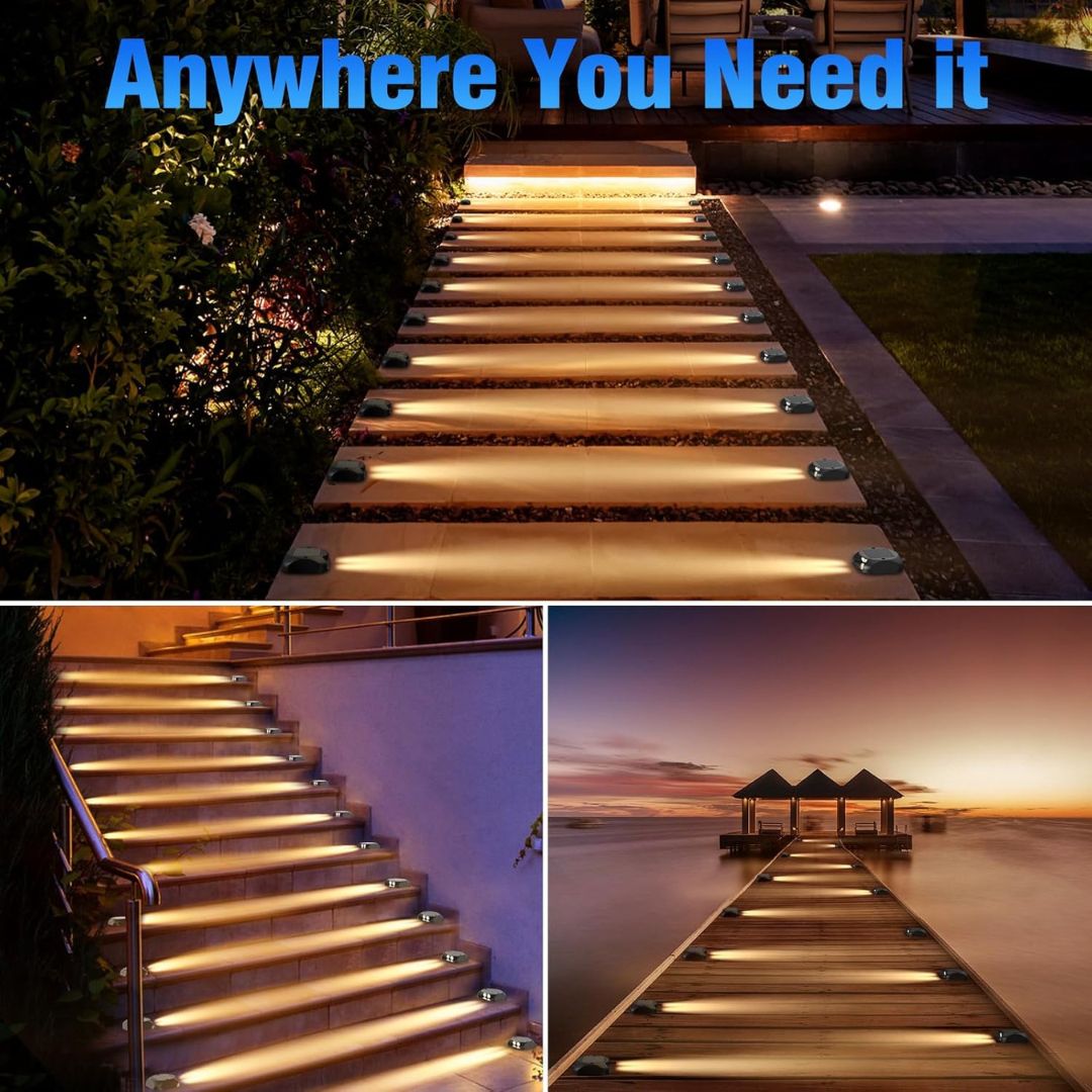 Solar Step Lights Outdoor 8 Pack Warm White IP65 Waterproof Pathway