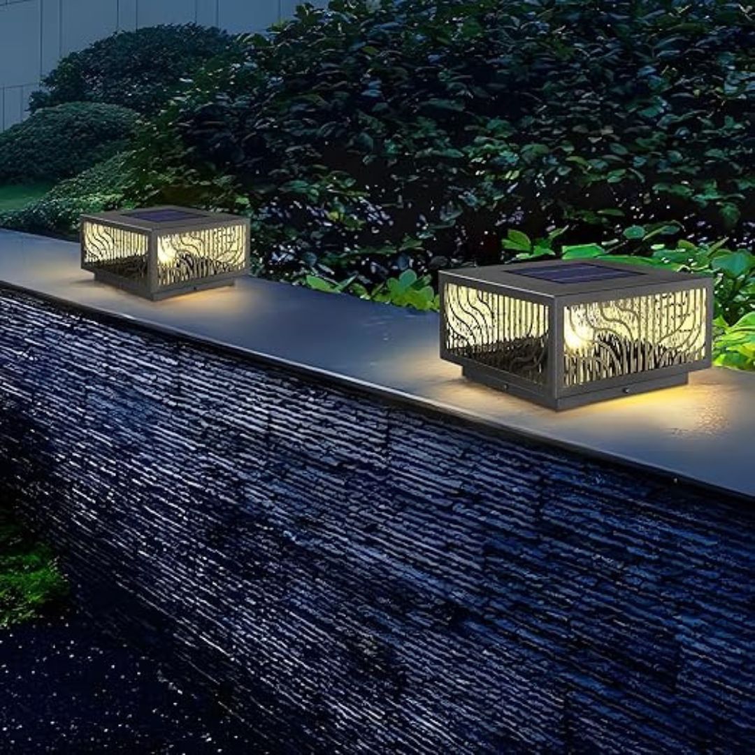 Solar Fence Post Light Solder Glass LED Waterproof with Remote Control