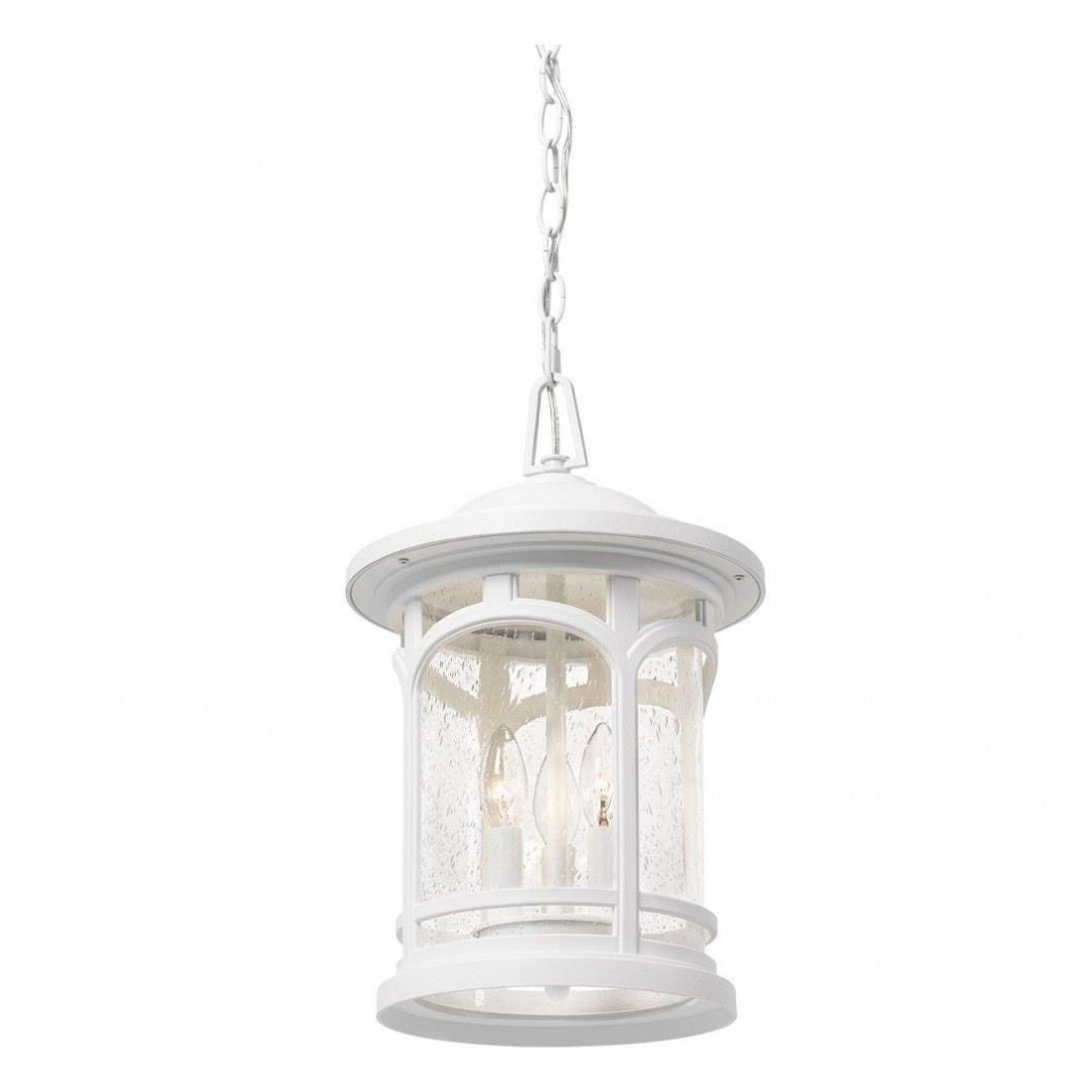 Outdoor Hanging Lantern 18in Bronze Finish Seeded Glass Coastal Armour