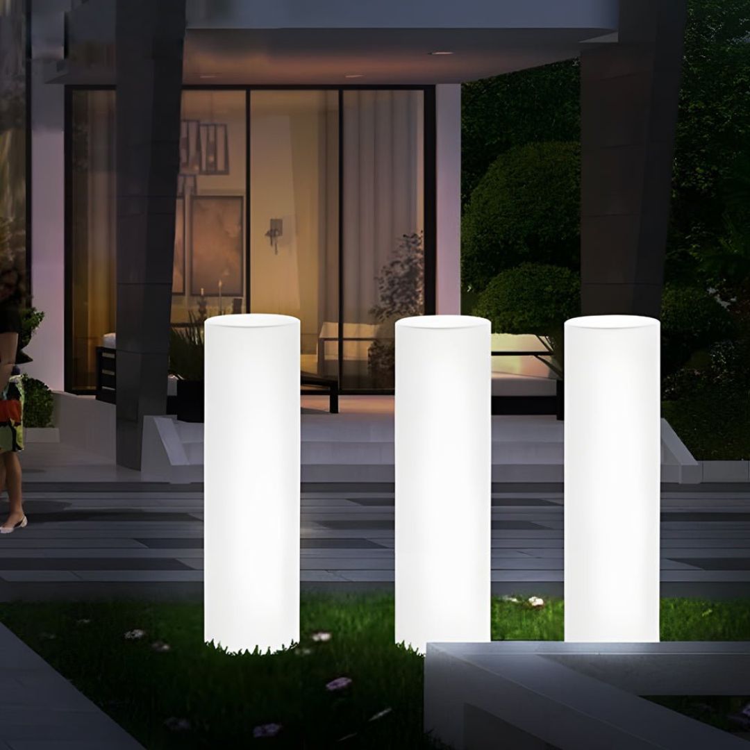 LED Outdoor Floor Lamp Cylinder RGB Color Changing Waterproof PE Light