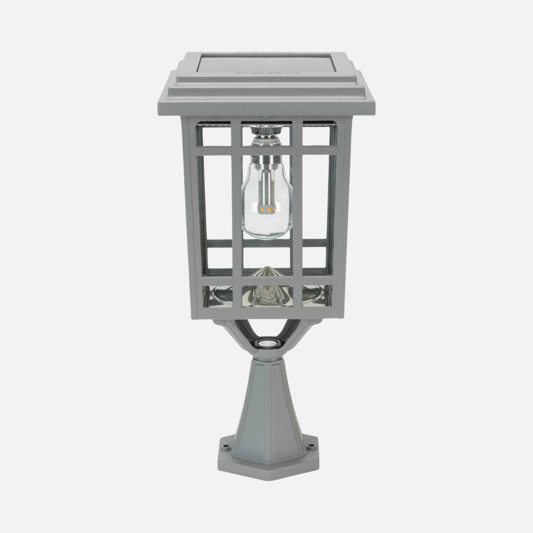 Solar Coach Light Outdoor Fixture – Gray Aluminum, 3 Mounting Options