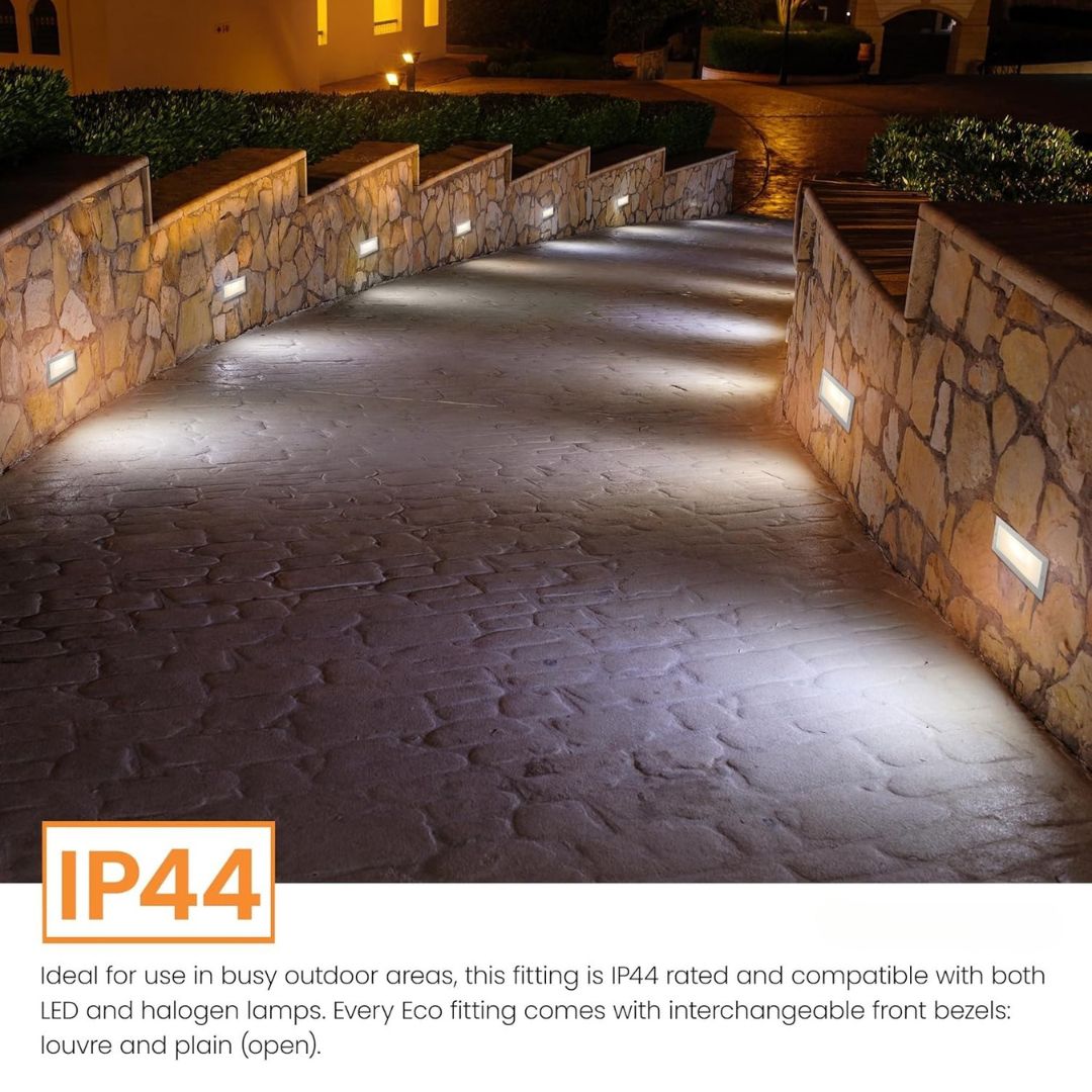 Outdoor Black Brick Light IP44 with Grille and Frosted Glass Panel