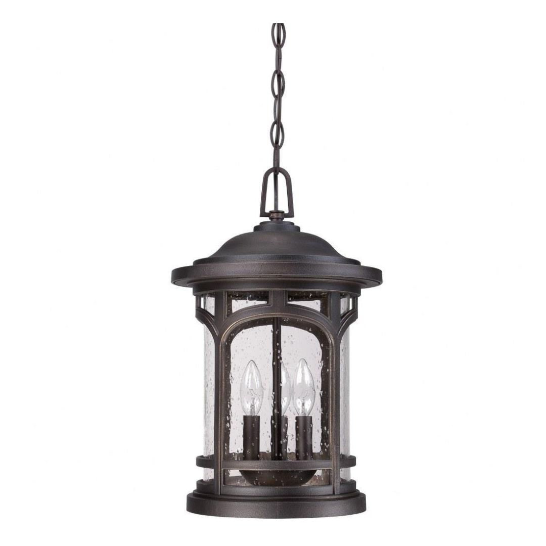 Outdoor Hanging Lantern 18in Bronze Finish Seeded Glass Coastal Armour
