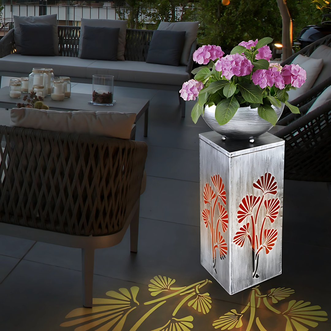 Solar LED Outdoor Light with Removable Planter Silver Metal
