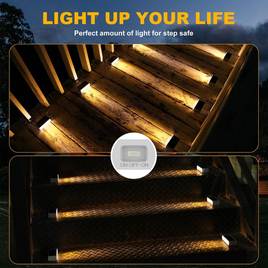 Solar Step Lights Outdoor Waterproof LED Deck Lighting for Stairs