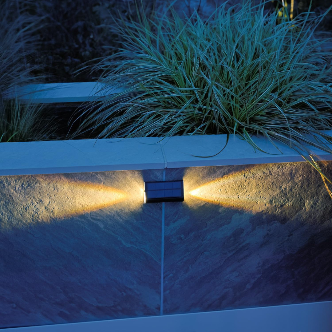 Solar Step Lights Outdoor LED Dual Beam IP54 Wall Mount 3 Pack