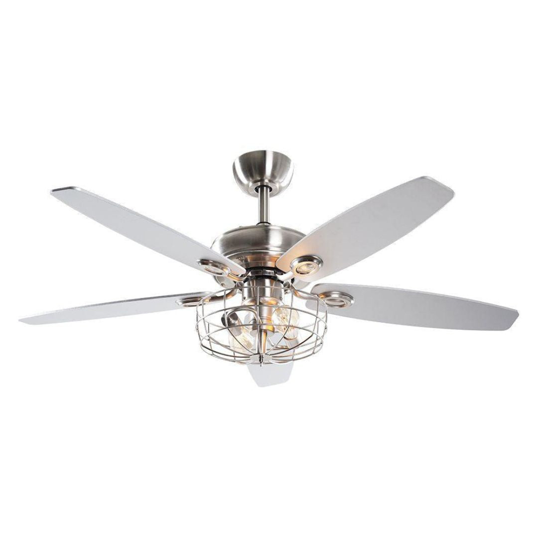 52 Modern Ceiling Fan with Lights and Remote Control – Brushed Nickel Finish