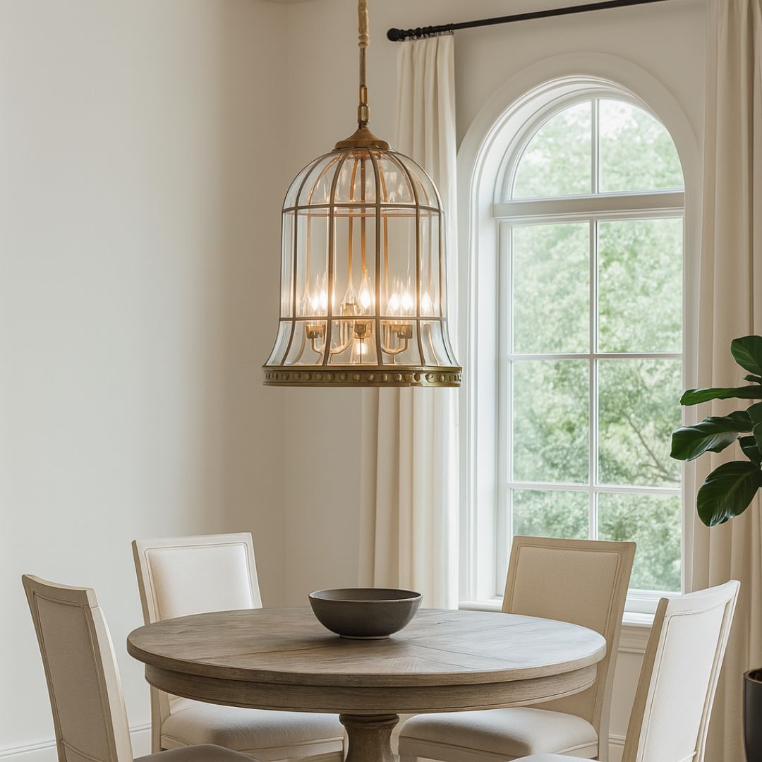 Elegant Brass Bell Pendant Light with Antique Finish – Kitchen Hanging Light
