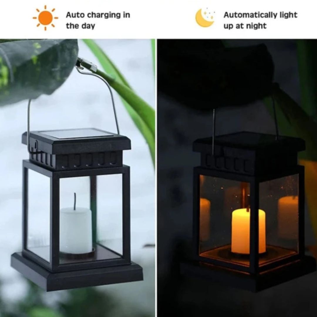 Solar Lantern with Dusk-to-Dawn Sensor – Waterproof Outdoor Solar Lanterns for Garden
