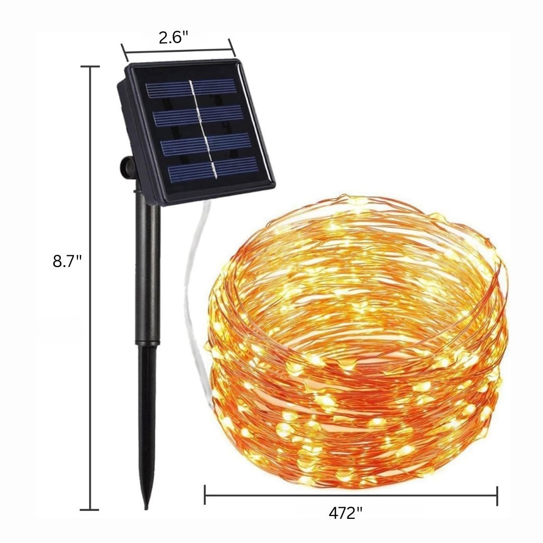 Solar Powered LED Fairy Lights Yellow Waterproof Outdoor String