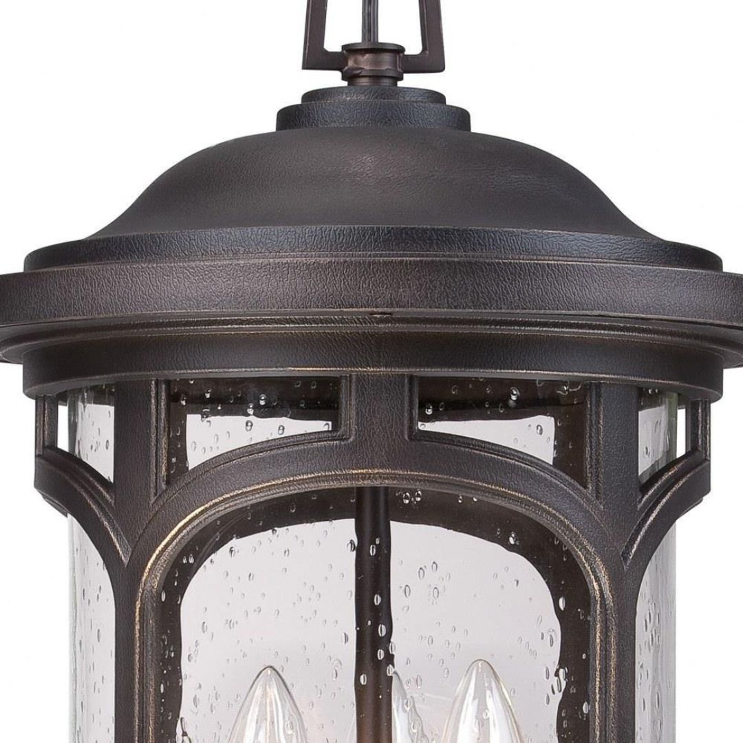 Outdoor Hanging Lantern 18in Bronze Finish Seeded Glass Coastal Armour