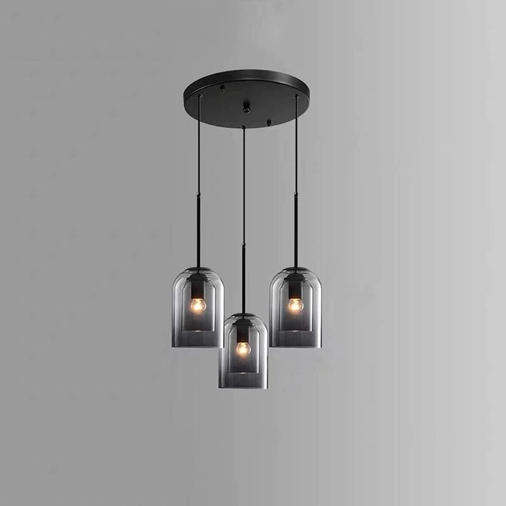 Glass Pendant Light – Modern, Double Layer, Iron & Glass
