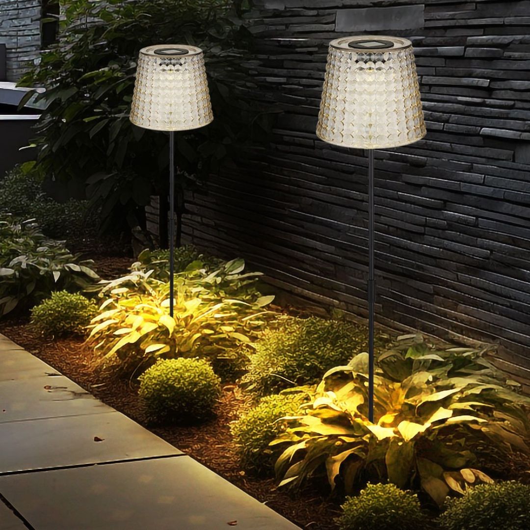 Solar LED Garden Lights with Ground Spike, Black Smoke Plastic