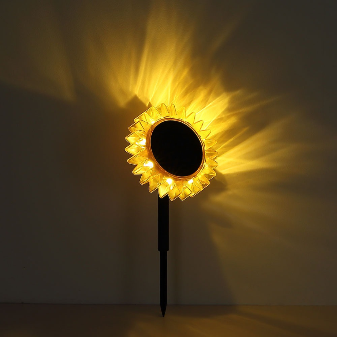 LED Solar Garden Light Sunflower Yellow Black Outdoor