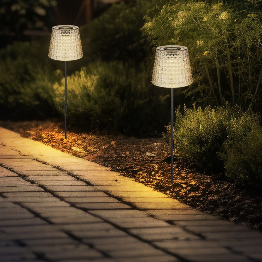 Solar LED Garden Lights with Ground Spike, Black Smoke Plastic