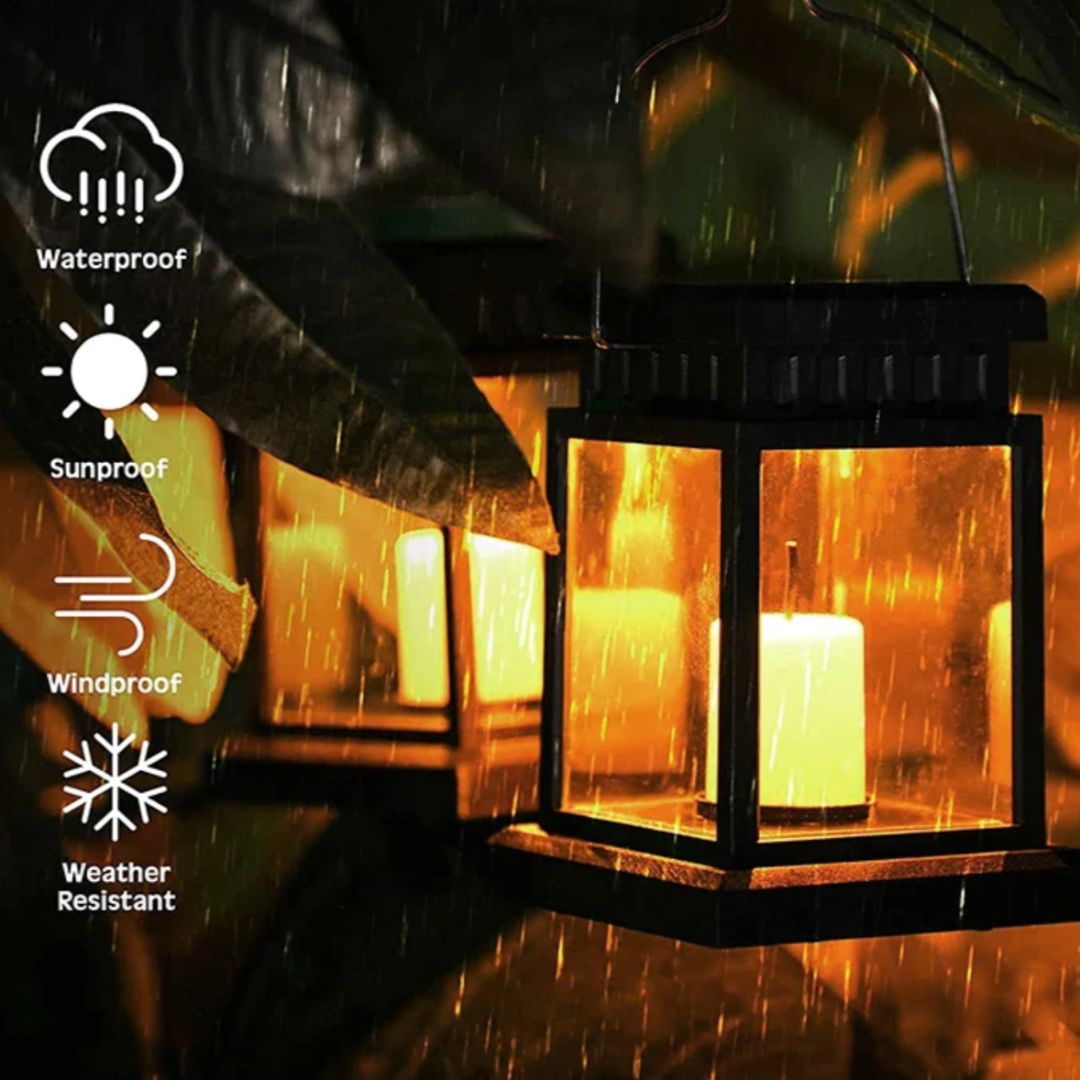 Solar Lantern with Dusk-to-Dawn Sensor – Waterproof Outdoor Solar Lanterns for Garden