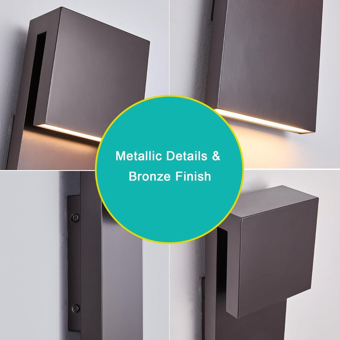 LED Outdoor Wall Sconce 17W Modern Waterproof Light Textured Black