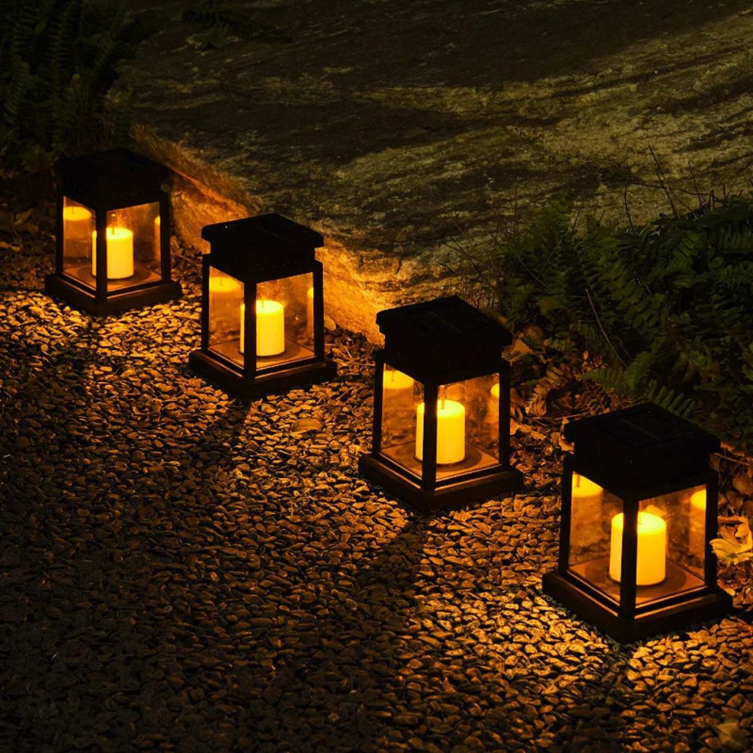 Solar Lantern with Dusk-to-Dawn Sensor – Waterproof Outdoor Solar Lanterns for Garden