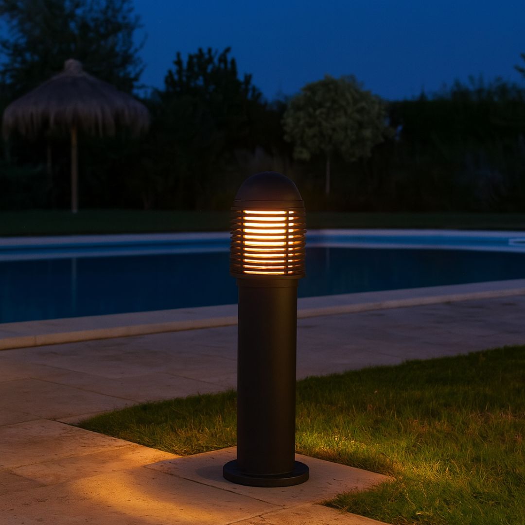 Outdoor Aluminium Bollard Lamp Post Black IP44 17.7in E27