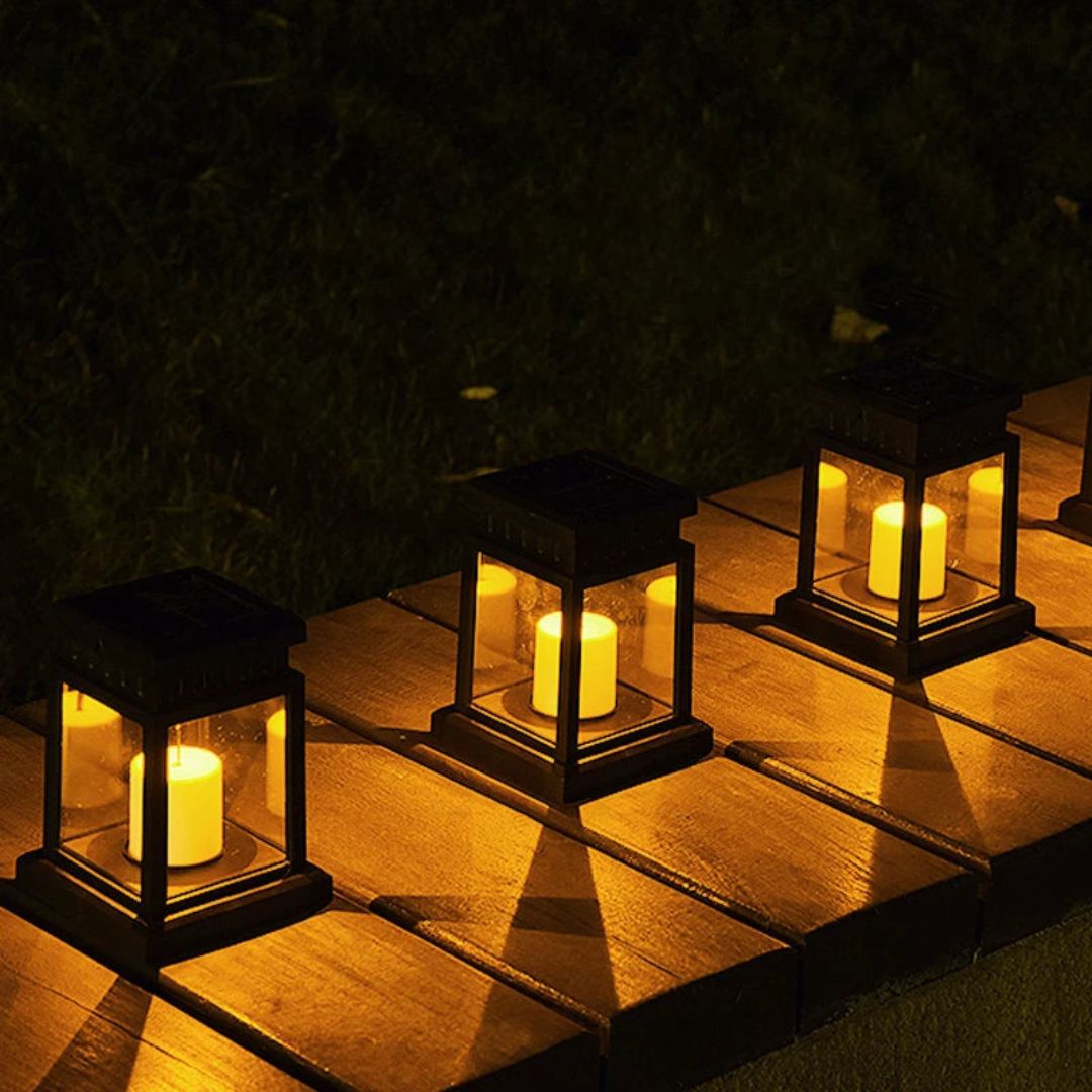 Solar Lantern with Dusk-to-Dawn Sensor – Waterproof Outdoor Solar Lanterns for Garden