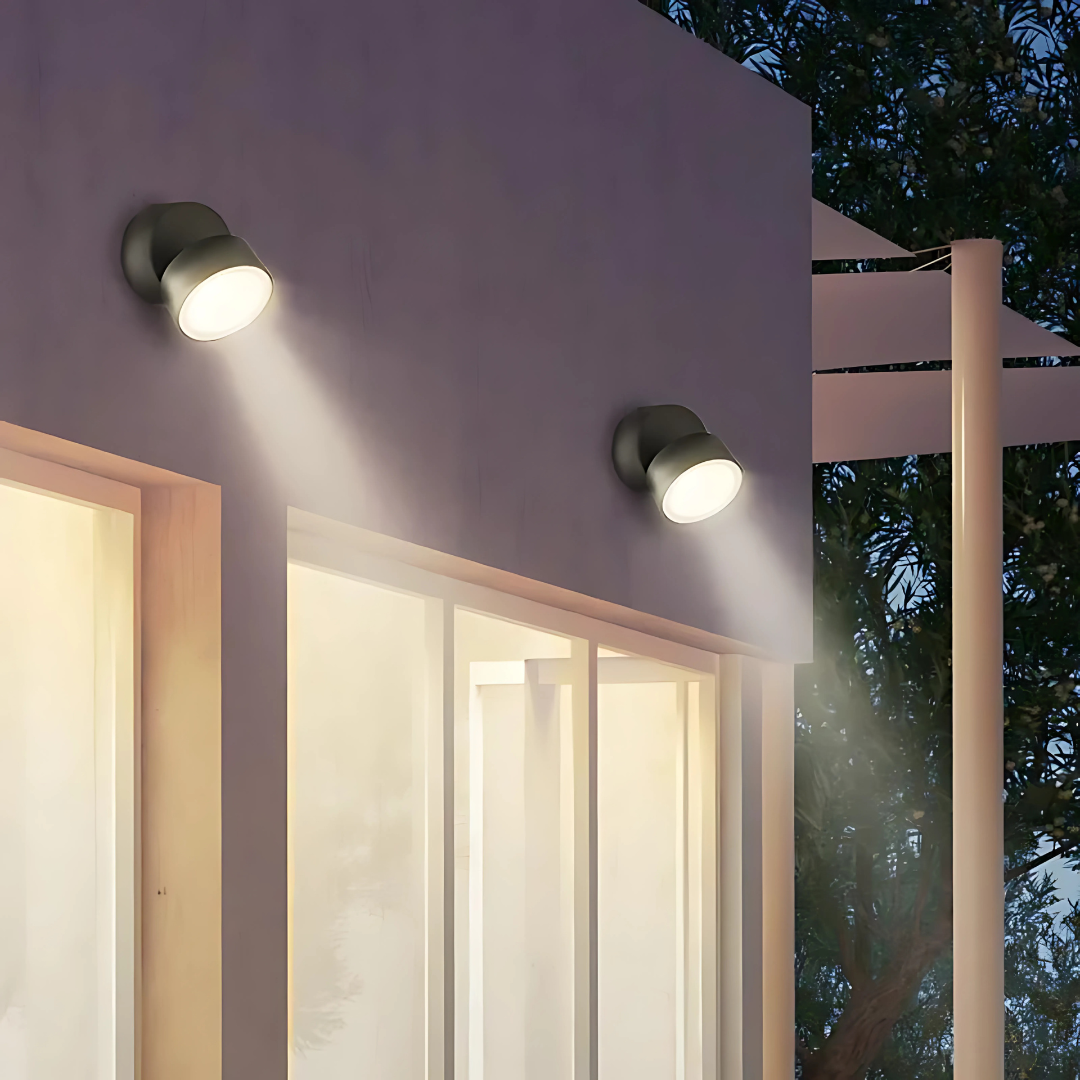 Outdoor Wall Light 12W LED IP65 Round Black Aluminium Adjustable