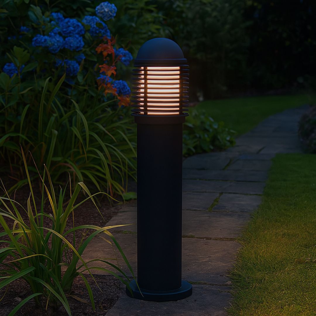 Outdoor Aluminium Bollard Lamp Post Black IP44 17.7in E27