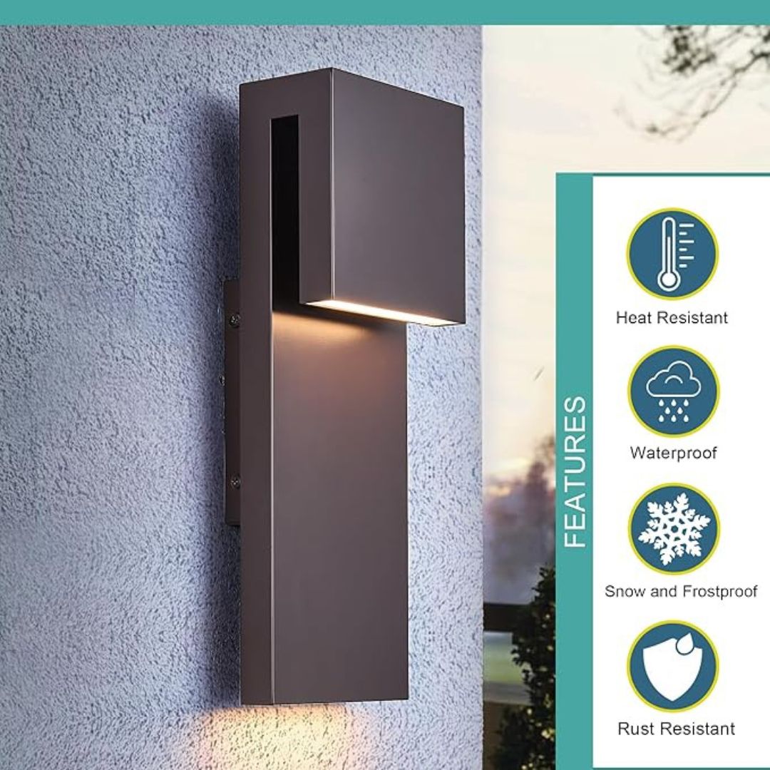 LED Outdoor Wall Sconce 17W Modern Waterproof Light Textured Black