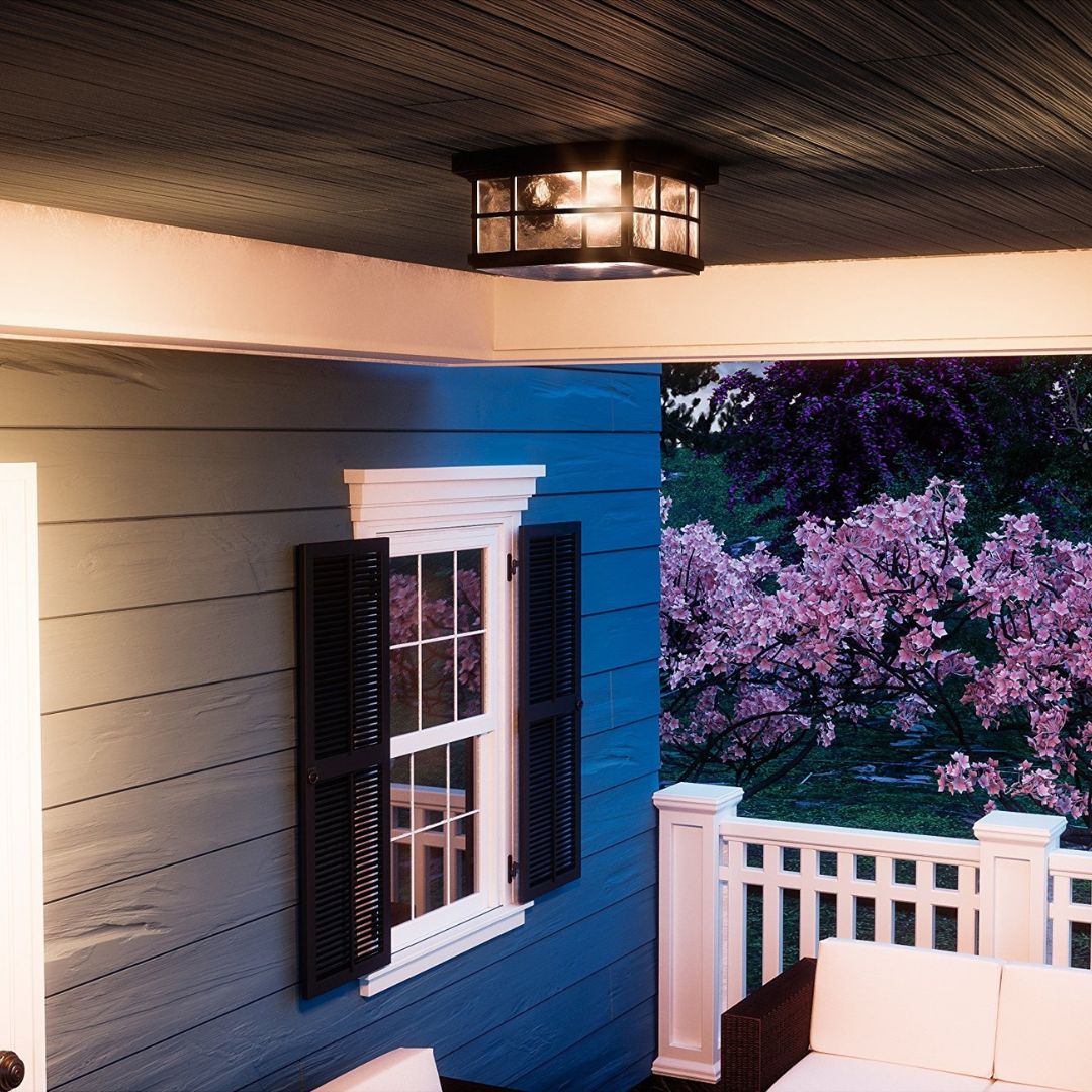 Outdoor Flush Mount Ceiling Light Mystic Black 5.75in Coastal Armour