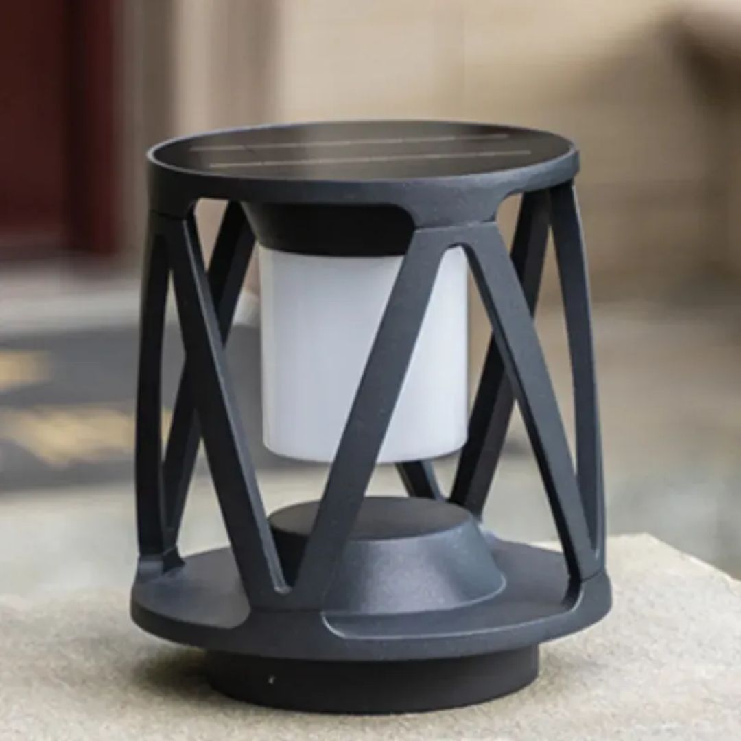 Outdoor Pillar Light Round Black Die-cast Aluminium 3000K IP65