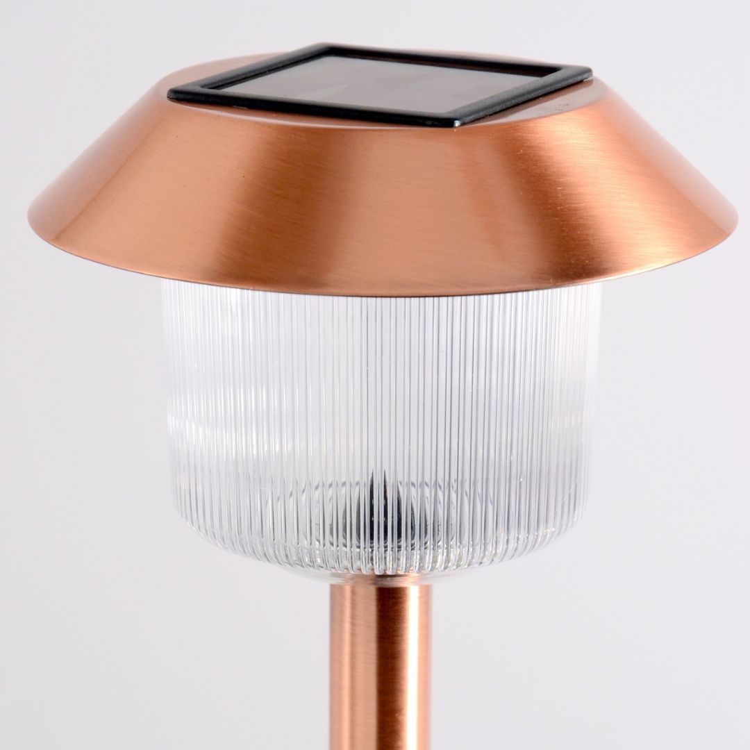 Copper Solar Path Lights Outdoor 12-Pack – Brushed Finish LED Stakes