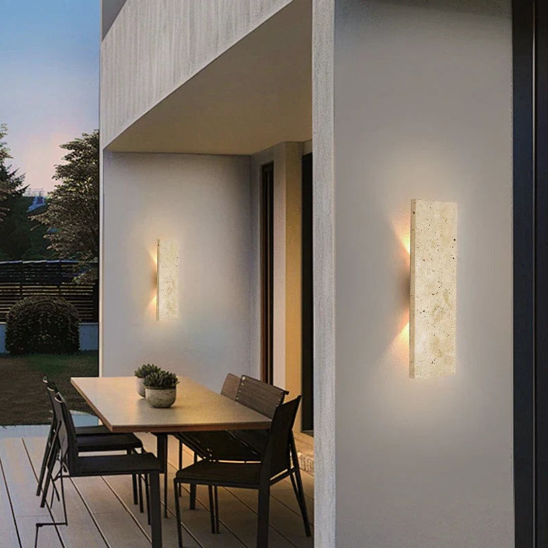 Outdoor Waterproof Natural Stone Wall Lamp with Dimmable LED Sconce Light