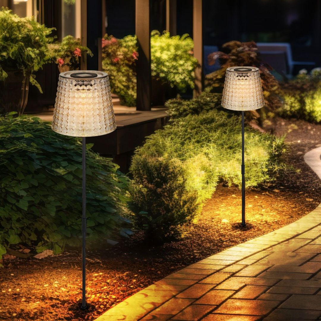 Solar LED Garden Lights with Ground Spike, Black Smoke Plastic