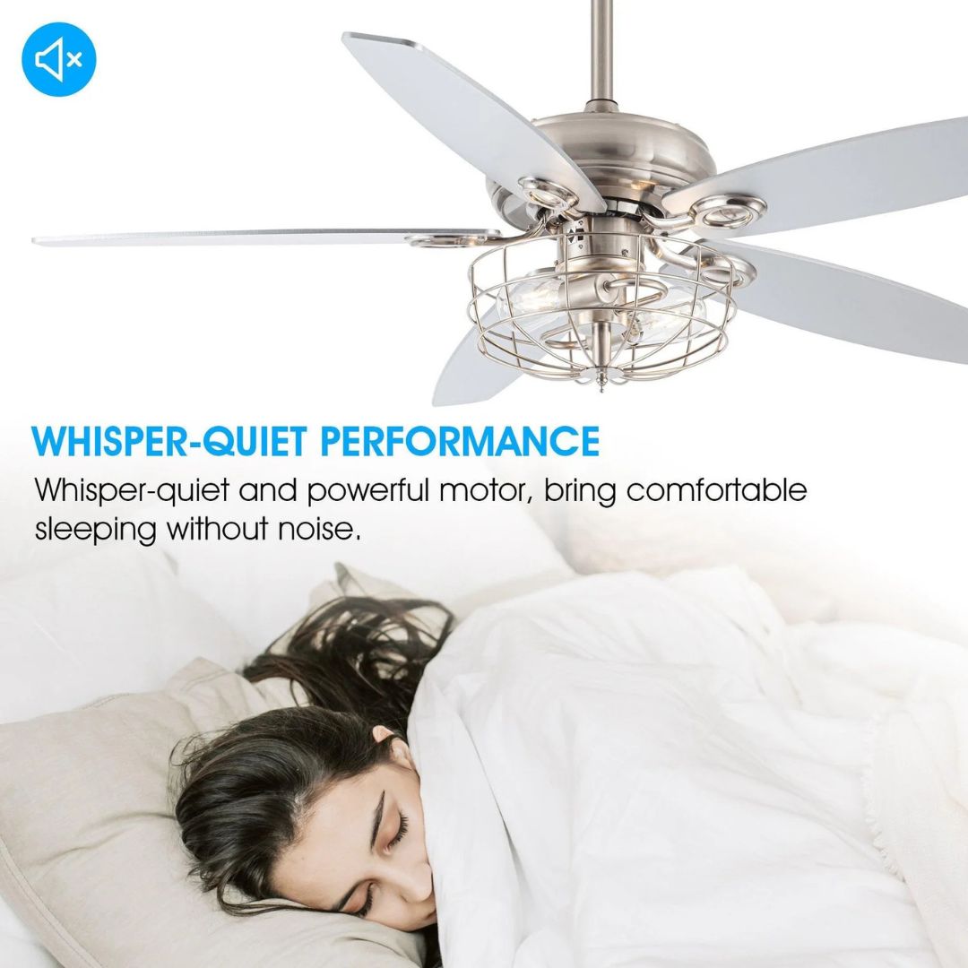 52 Modern Ceiling Fan with Lights and Remote Control – Brushed Nickel Finish